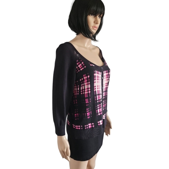 Worthington black&pink buttoned lightweight cardigan, size XL - Picture 2 of 11